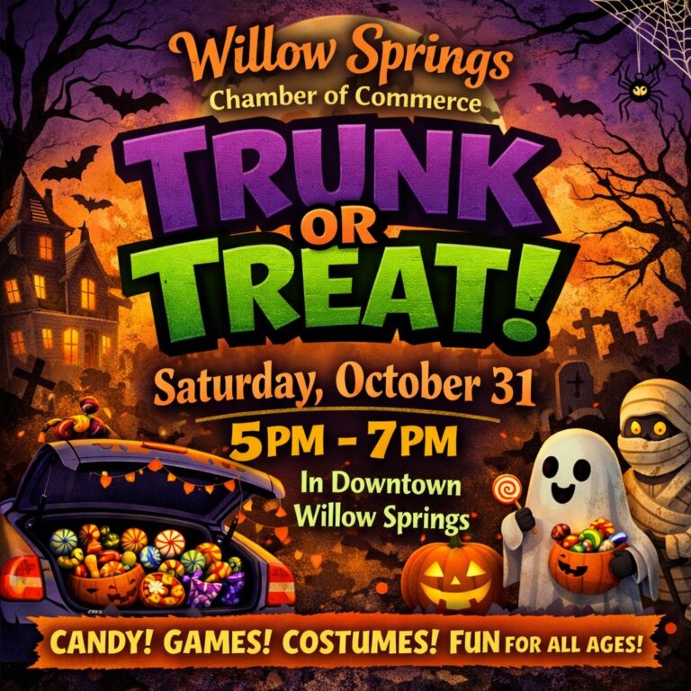 Flyer for Willow Springs Chamber of Commerce Trunk or Treat
