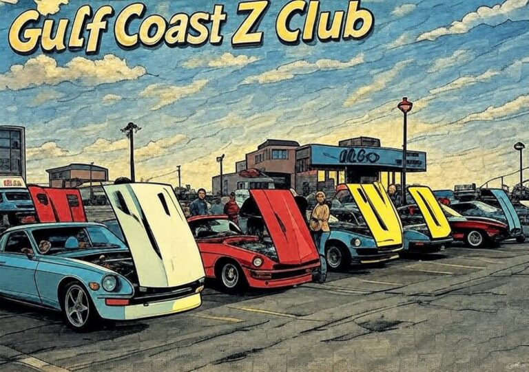 Flyer for Z Cars Cruising the Coast Meetup and Cruise