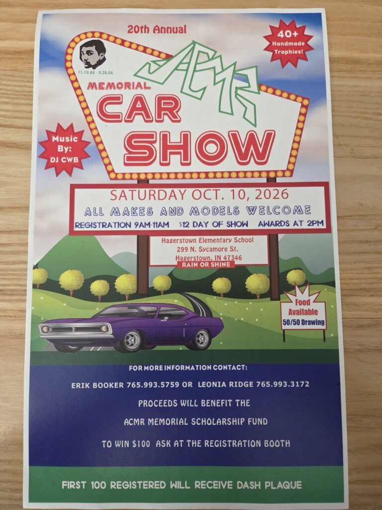 Flyer for 20th Annual ACMR Memorial Car Show