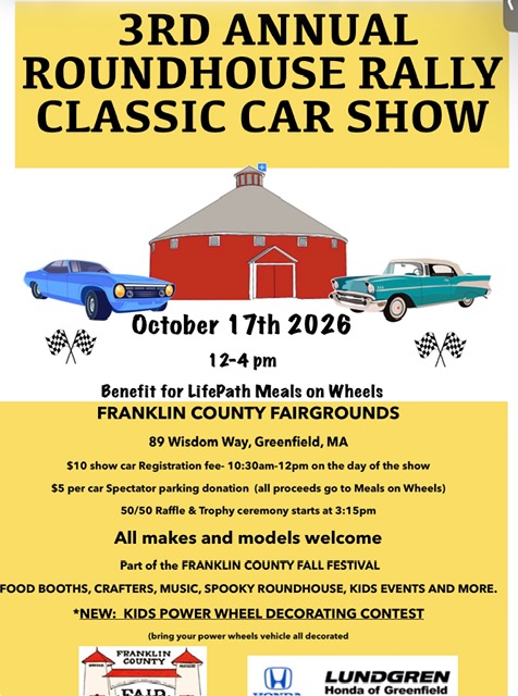 Flyer for 3rd Annual Roundhouse Rally Classic Car Show