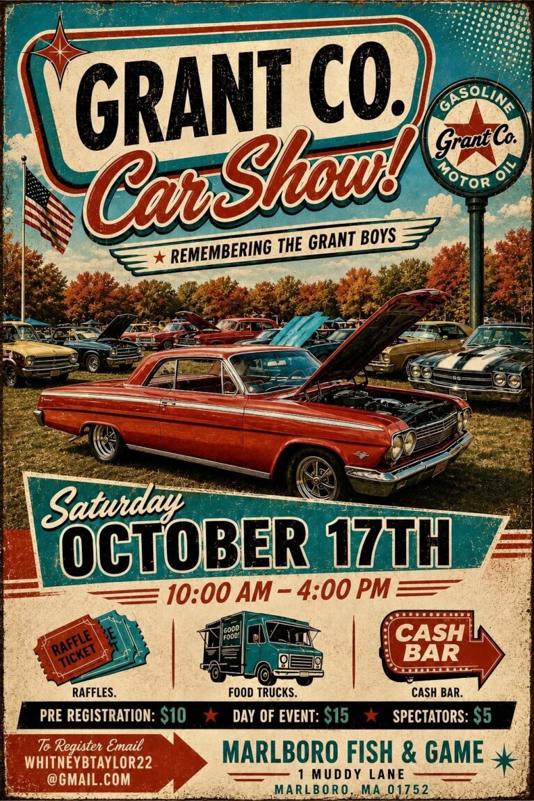 Flyer for 4th Annual GrantCo Car Show
