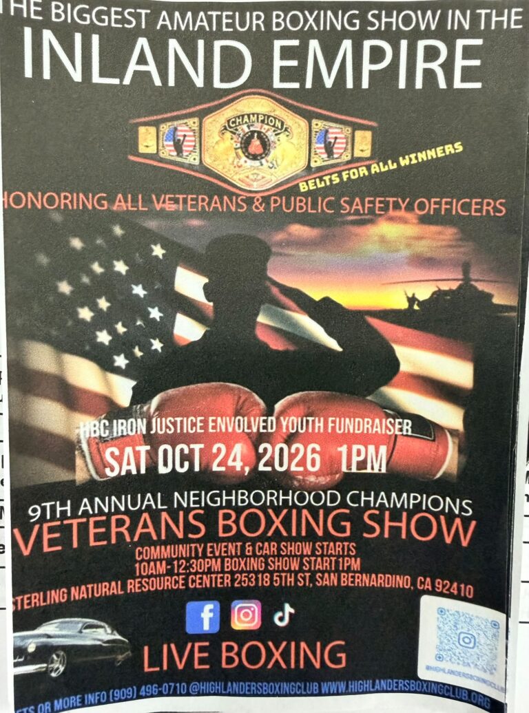 Flyer for 9th Annual Neighborhood Champions Veterans Boxing Show
