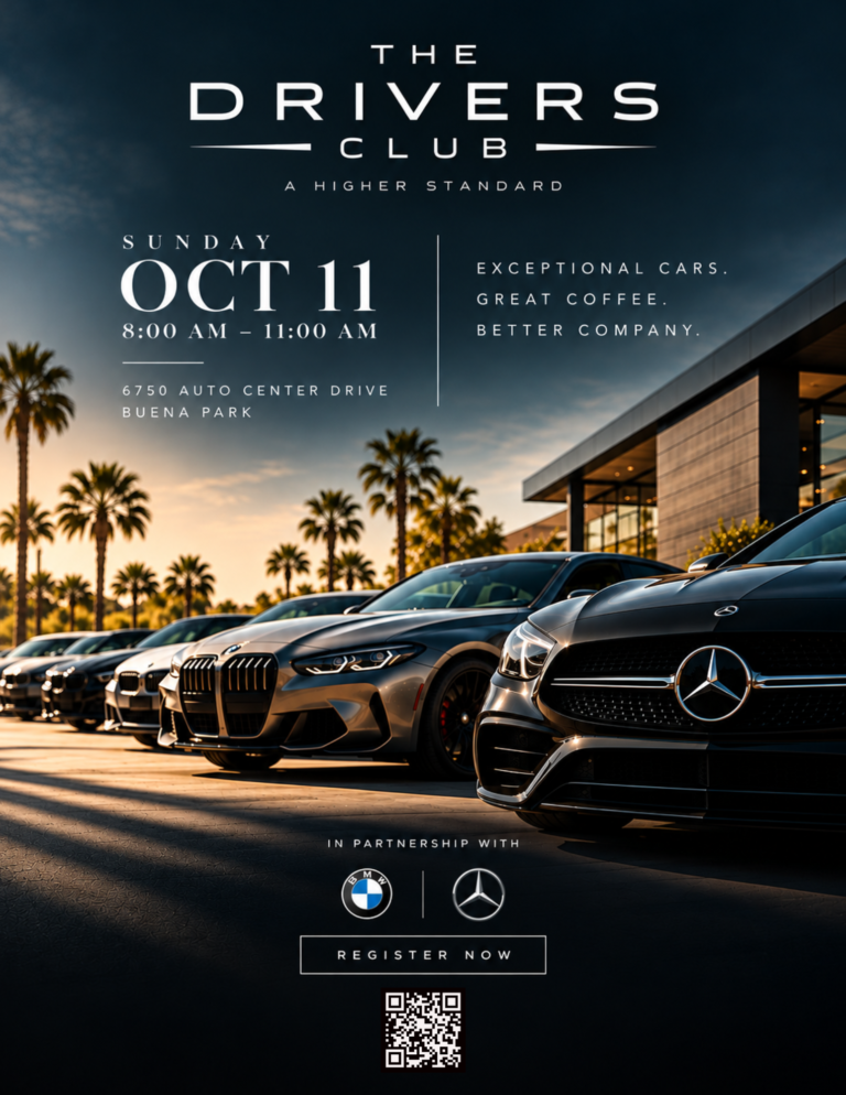 Flyer for The Drivers Club: Cars & Coffee