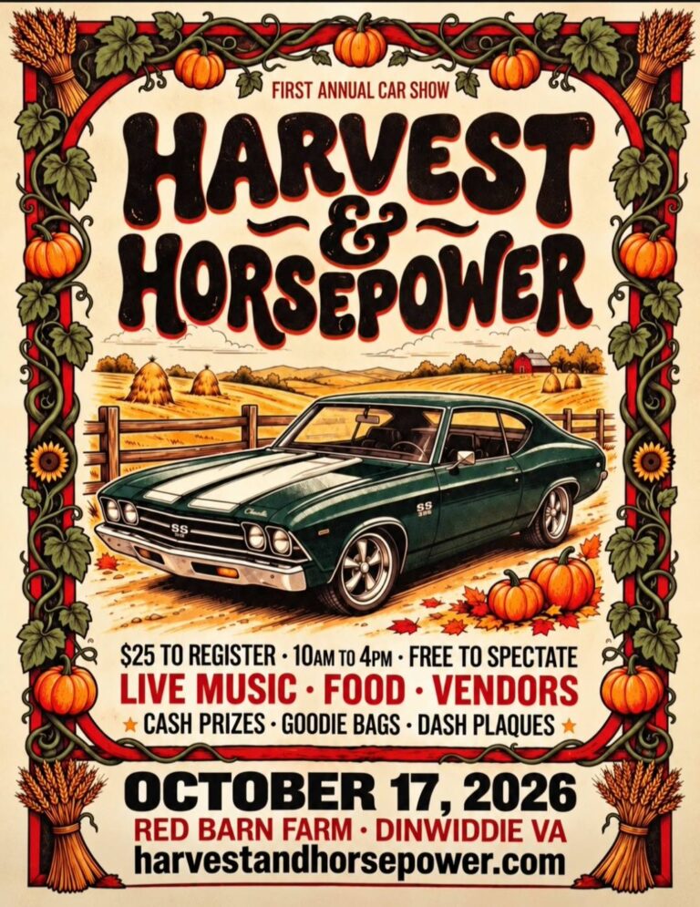 Flyer for Annual Car Show Harvest & Horsepower