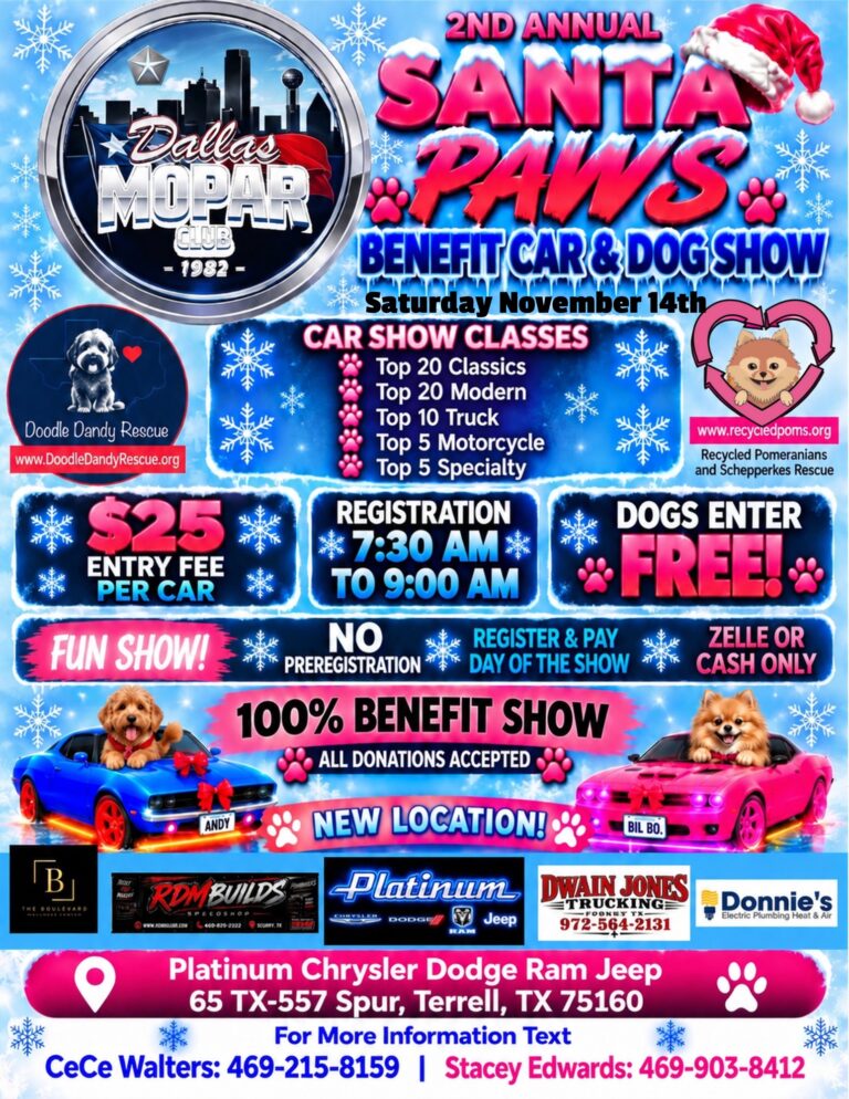 Flyer for Annual Santa Paws Car and Dog Show & Collectibles Show