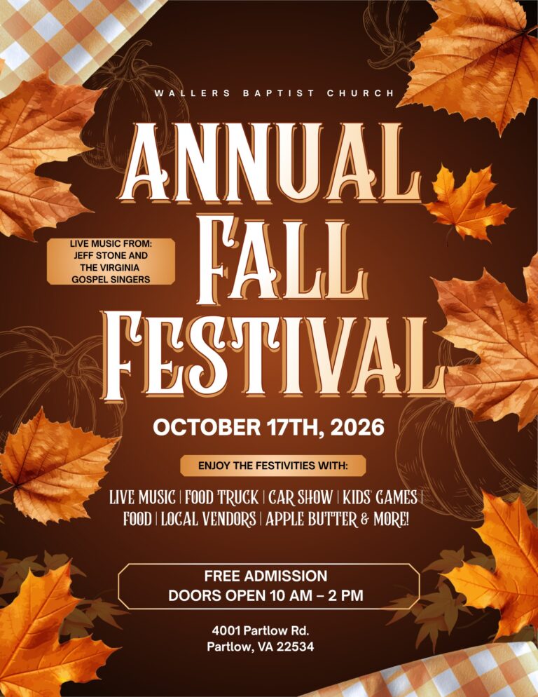 Flyer for Annual Wallers Baptist Church Fall Festival