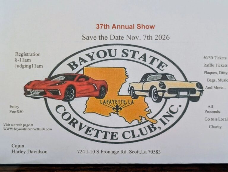 Flyer for Bayou State Corvette Club Show