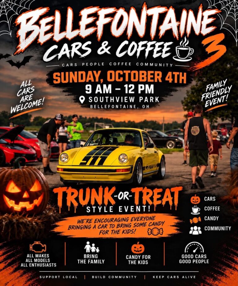 Flyer for Bellefontaine Cars & Coffee Trunk-or-Treat