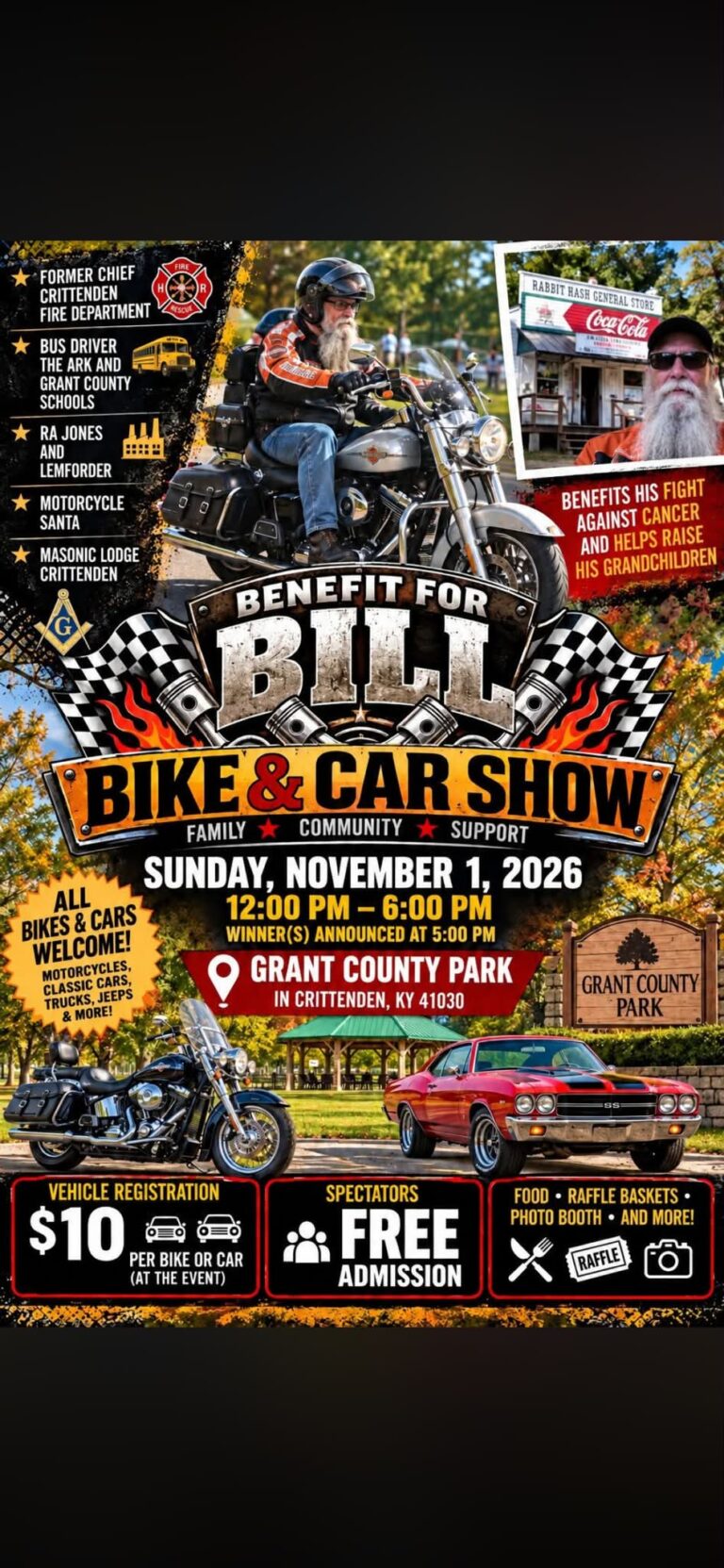 Flyer for Benefit For Bill Bike & Car Show