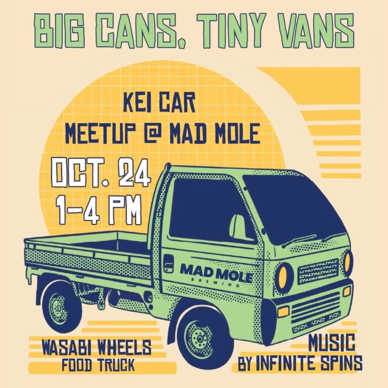 Flyer for Big Cans. Tiny Vans. Kei Car Meetup