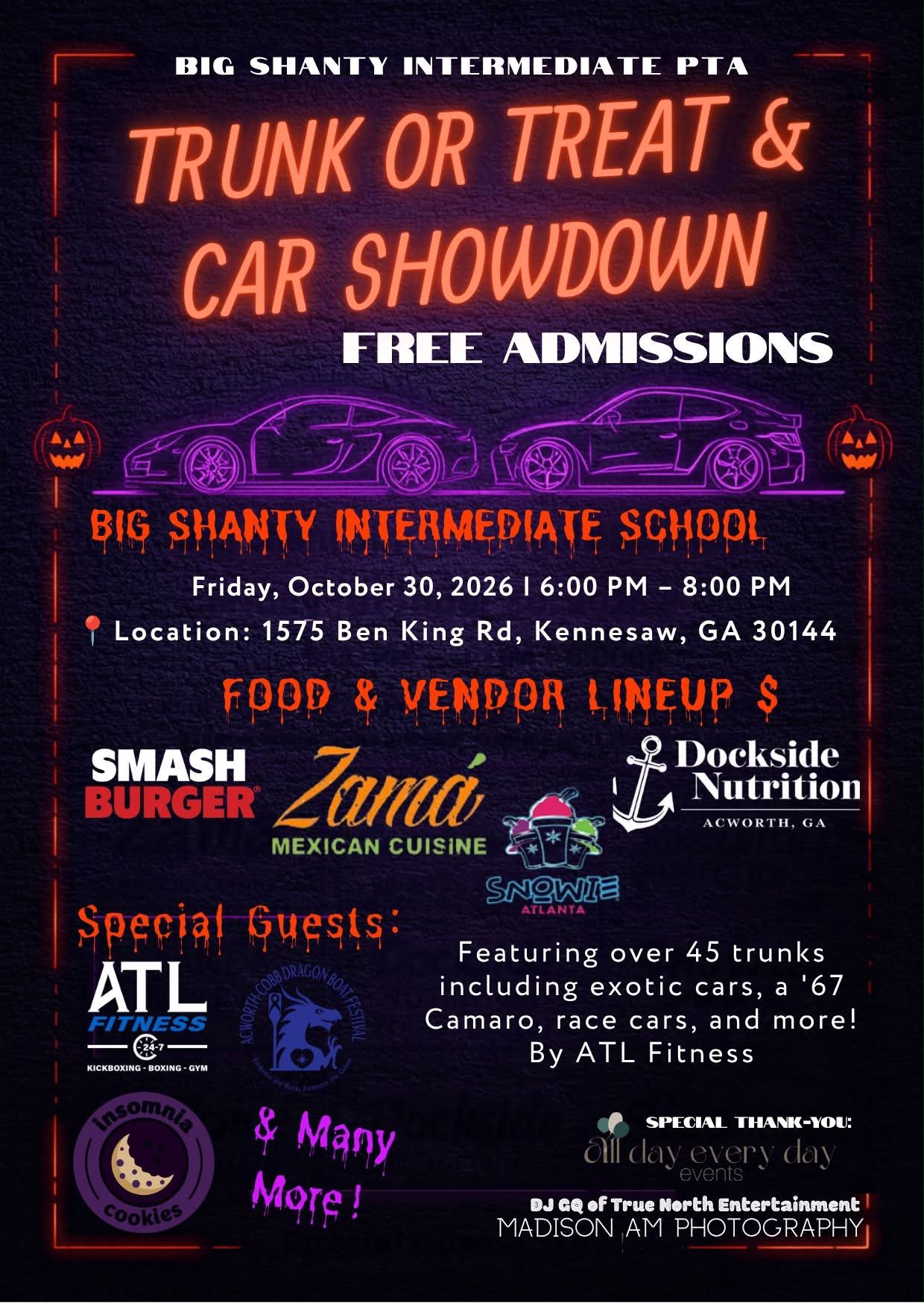 Big Shanty Intermediate PTA Trunk Or Treat & Car Showdown Graphic
