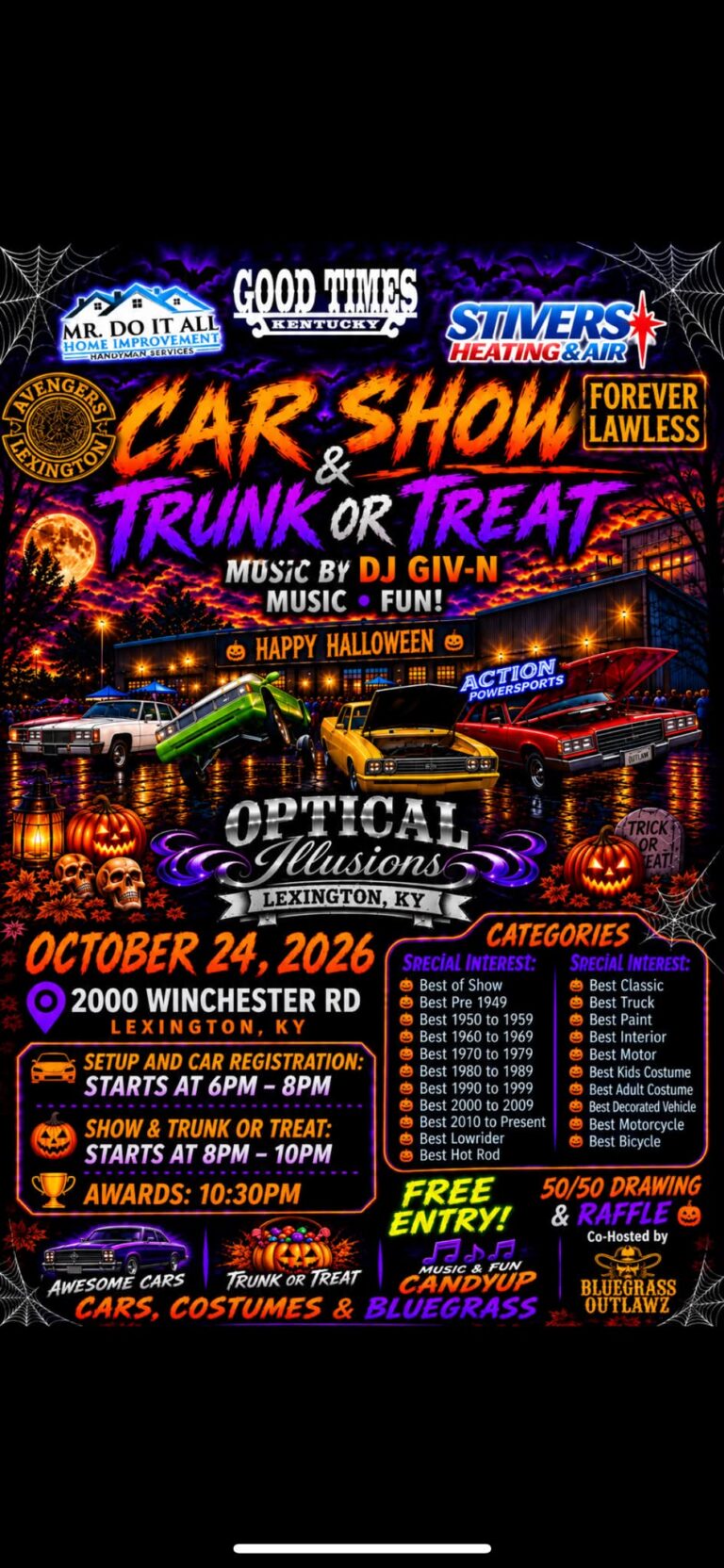 Flyer for Bluegrass Outlawz Car Show & Trunk or Treat