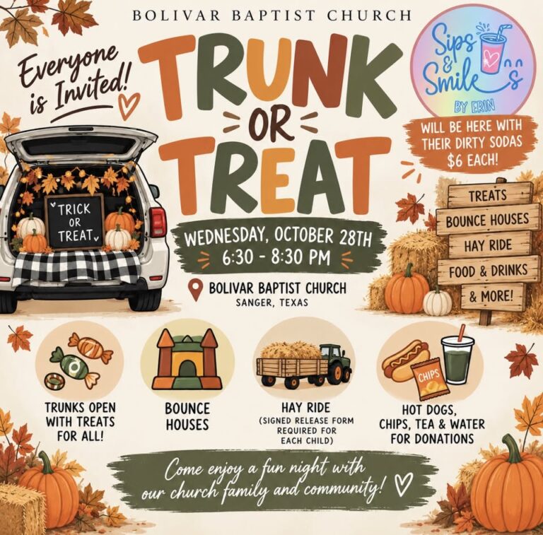 Flyer for Bolivar Baptist Church Trunk or Treat