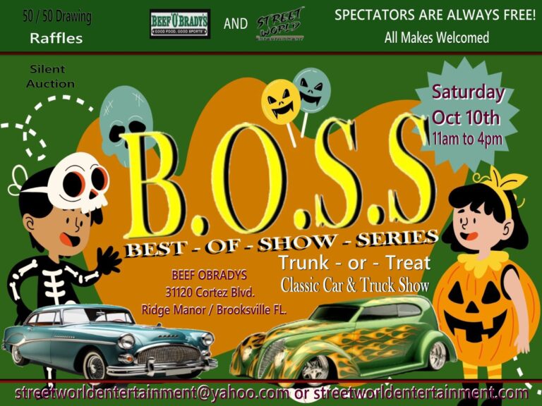 Flyer for B.O.S.S. Trunk-or-Treat Classic Car & Truck Show