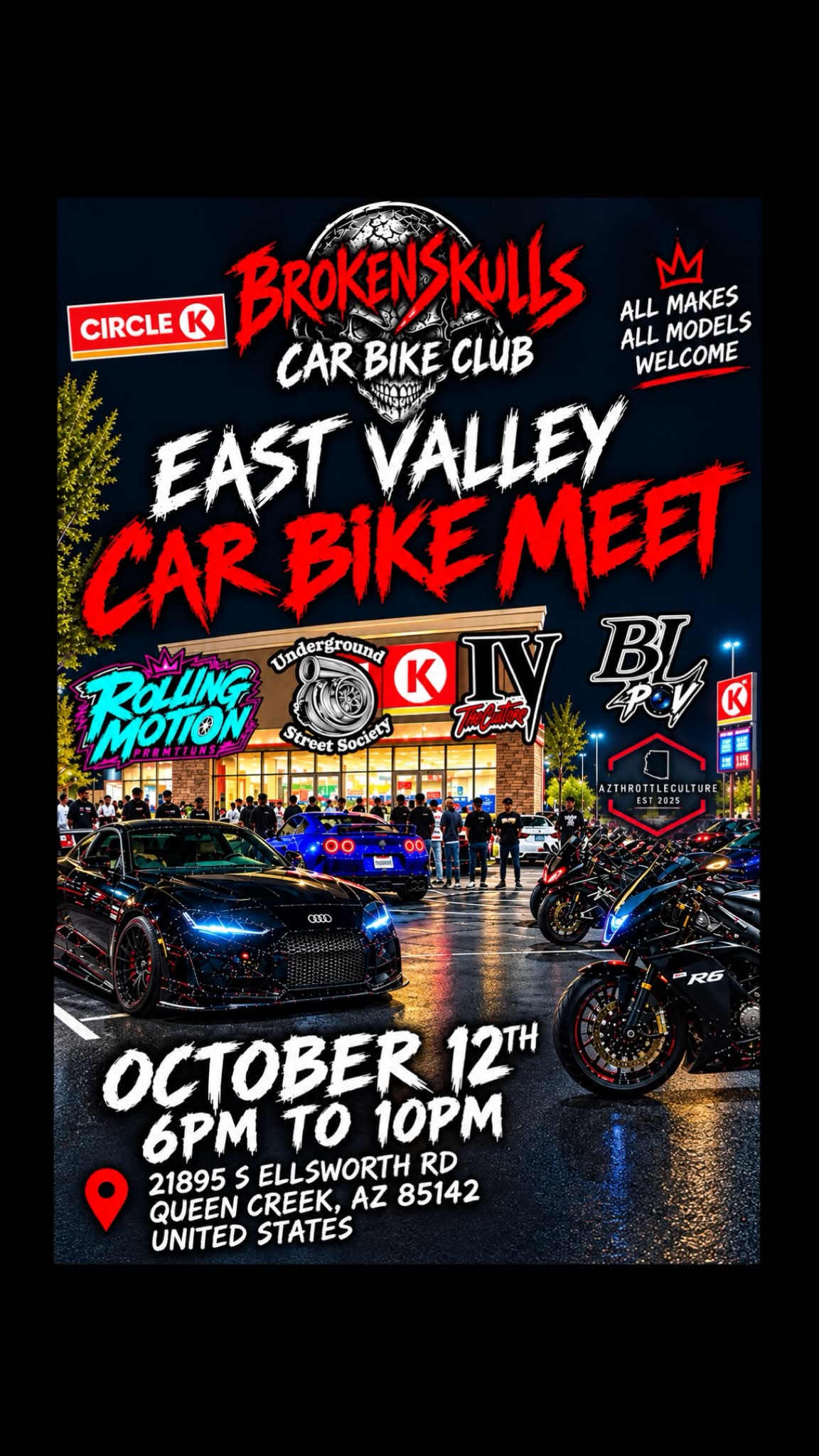 Brokenskulls Car Bike Club East Valley Car Bike Meet Graphic
