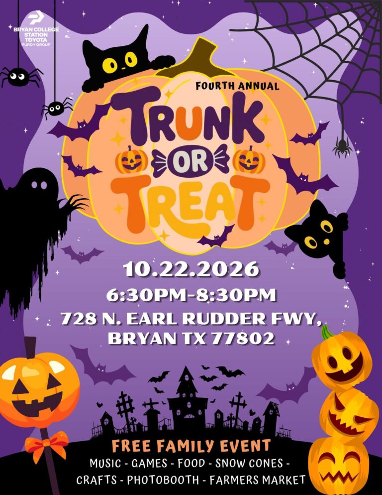 Flyer for Bryan College Station Toyota Fourth Annual Trunk or Treat