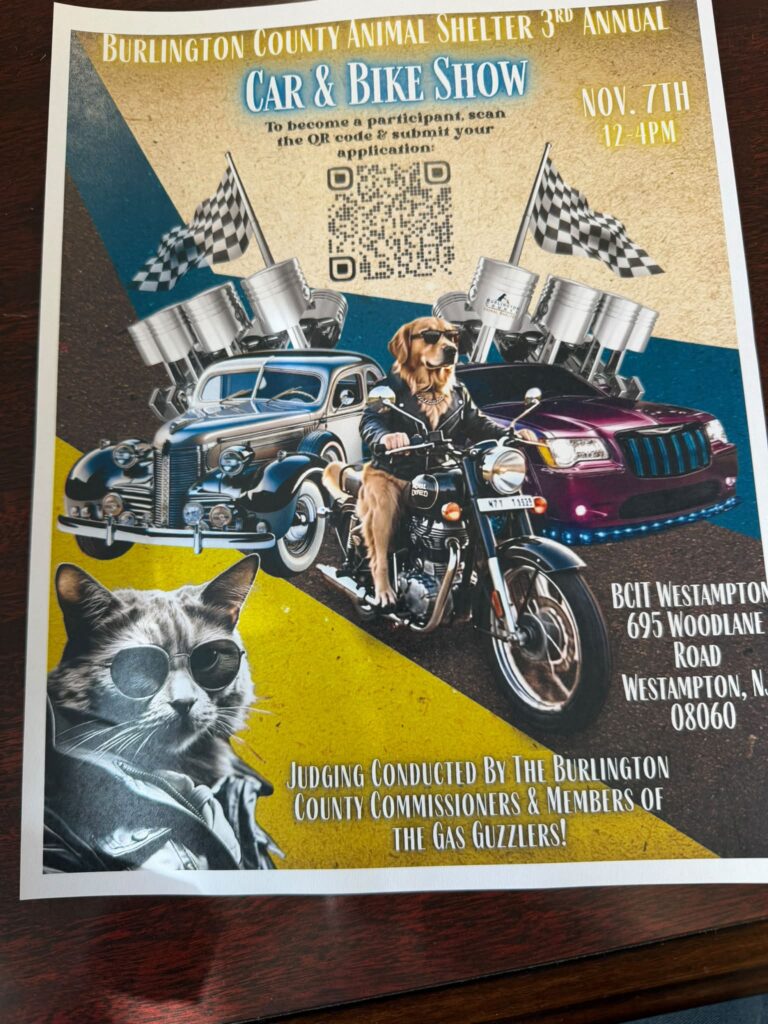 Flyer for Burlington County Animal Shelter 3rd Annual Car & Bike Show