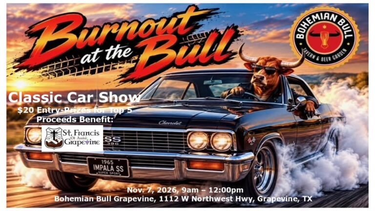 Flyer for Burnout at the Bull Classic Car Show