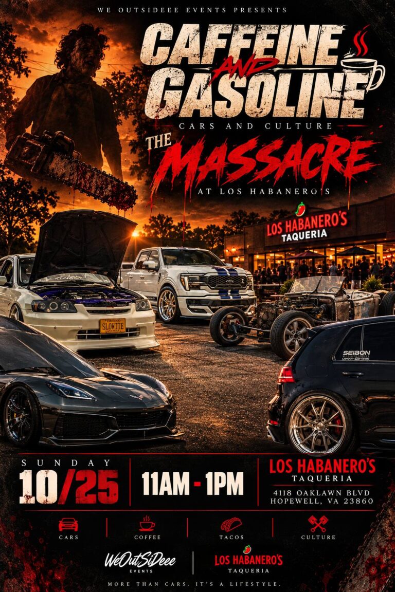Flyer for Caffeine And Gasoline: The Massacre At Los Habanero’s