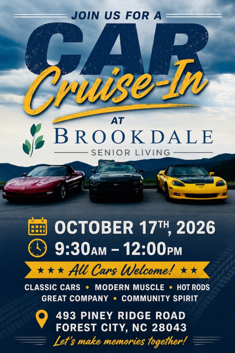 Flyer for Car Cruise-In at Brookdale Senior Living