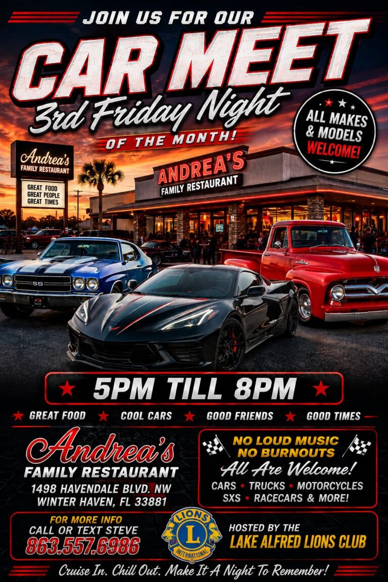 Flyer for Car Meet 3rd Friday Night of the Month