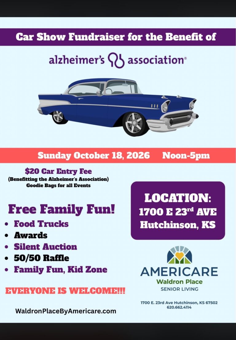 Flyer for Car Show Fundraiser for the Benefit of Alzheimer’s Association