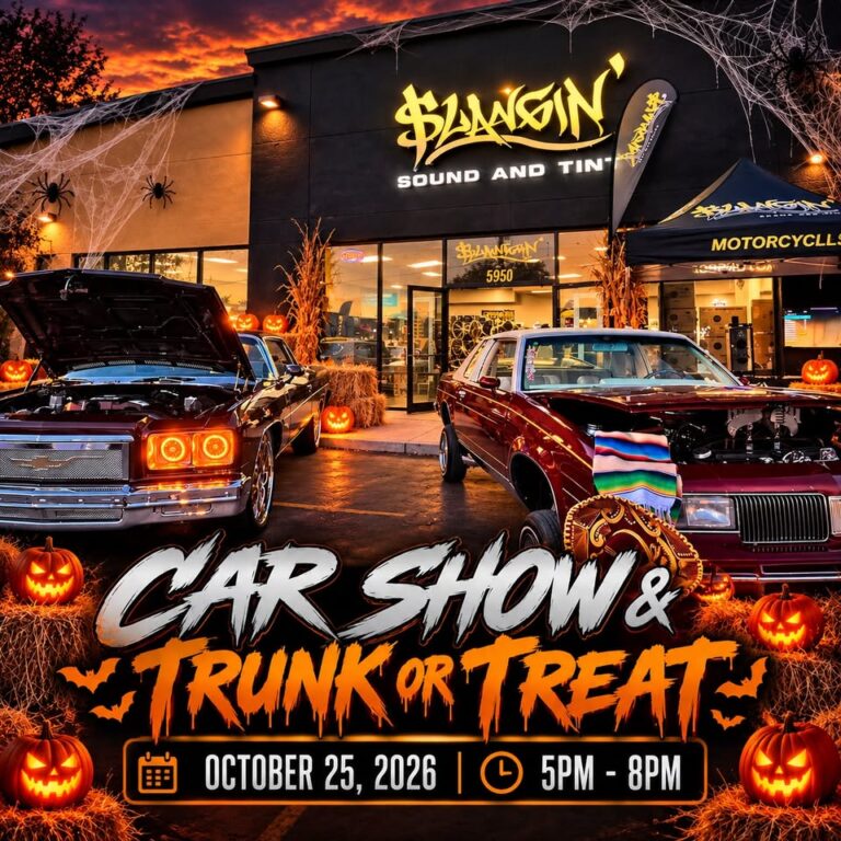 Flyer for Slangin Sound and Tint Car Show & Trunk Or Treat