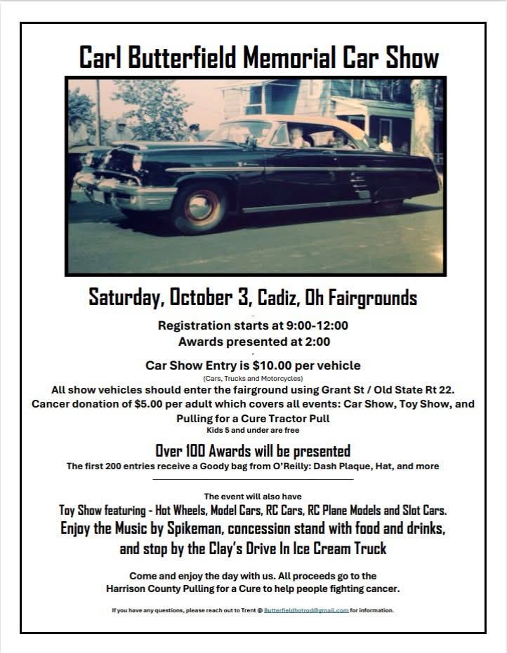 Flyer for Carl Butterfield Memorial Car Show