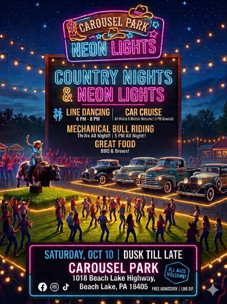Flyer for Carousel Park Country Nights & Neon Lights