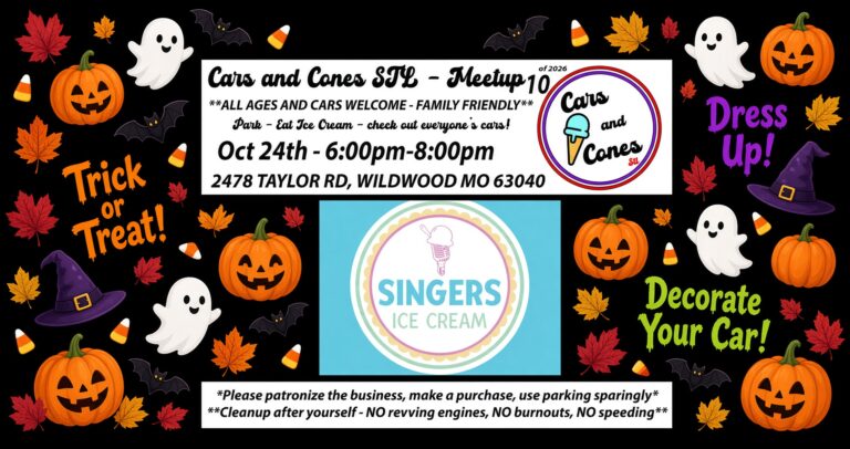 Flyer for Cars and Cones STL – Meetup 10 of 2026