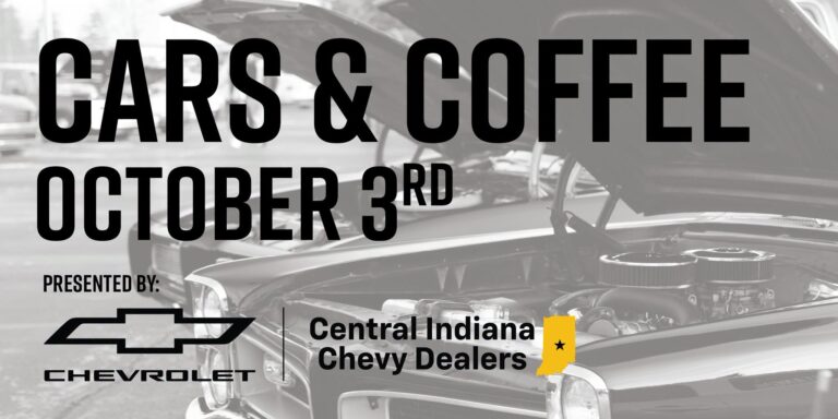 Flyer for Cars & Coffee Presented by Central Indiana Chevy Dealers