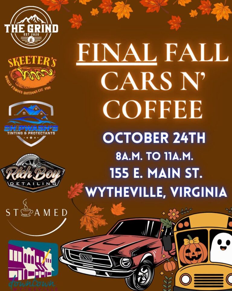 Flyer for Cars N Coffee South West Virginia Final Fall Cars N’ Coffee
