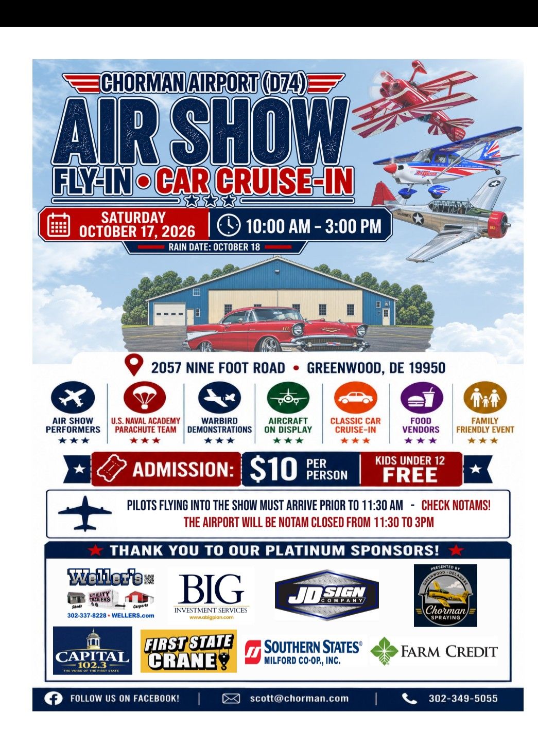 Chorman Airport Air Show Fly-In & Car Cruise-In – 2026