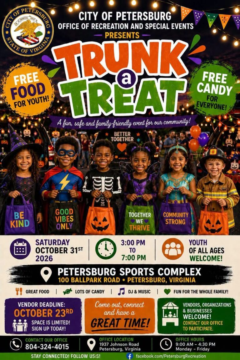 Flyer for City of Petersburg Office of Recreation and Special Events Trunk a Treat