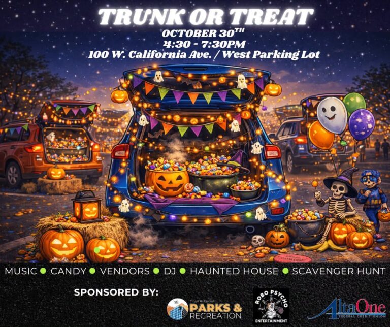 Flyer for City of Ridgecrest Parks and Recreation Trunk or Treat