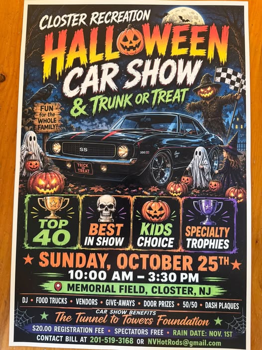 Flyer for Closter Recreation Halloween Car Show & Trunk or Treat
