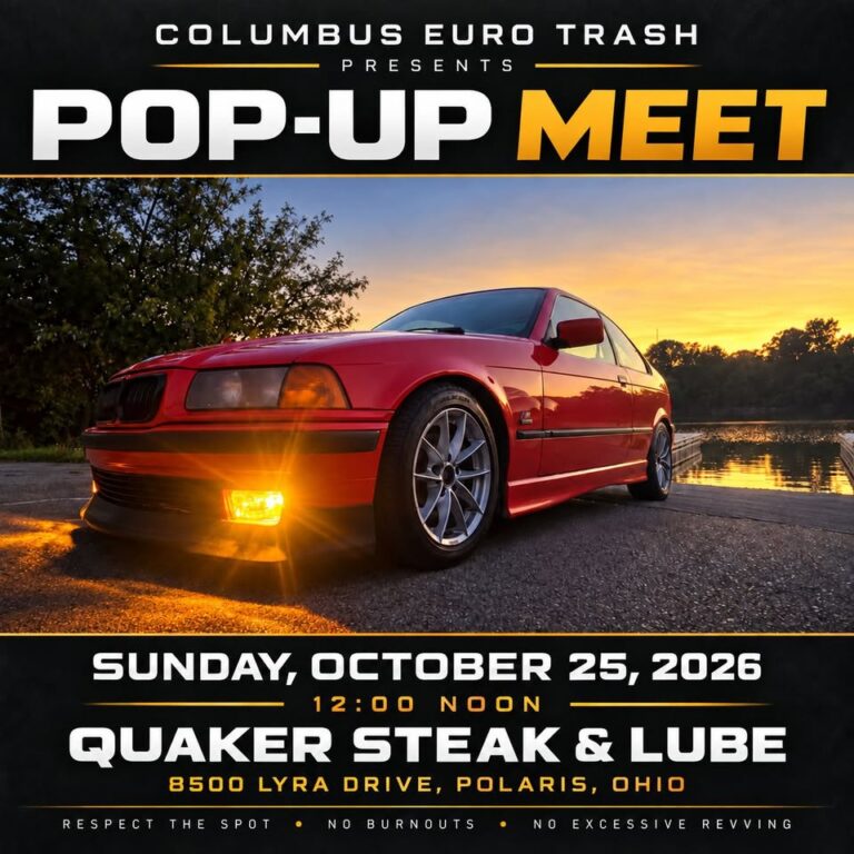 Flyer for Columbus Euro Trash Pop-Up Meet