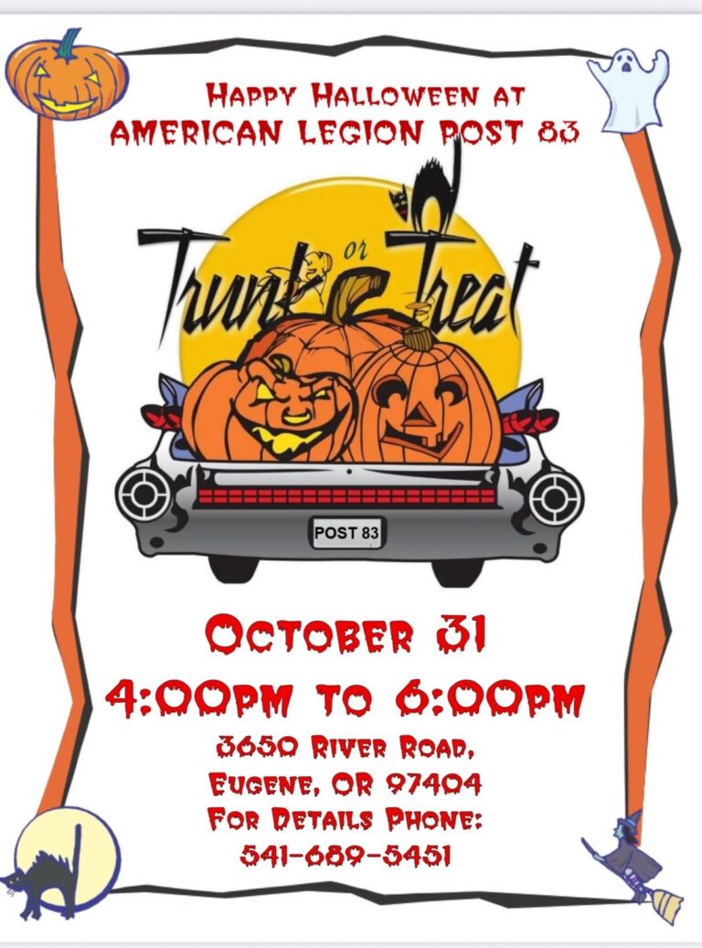 Flyer for Community Halloween Trunk or Treat @ American Legion