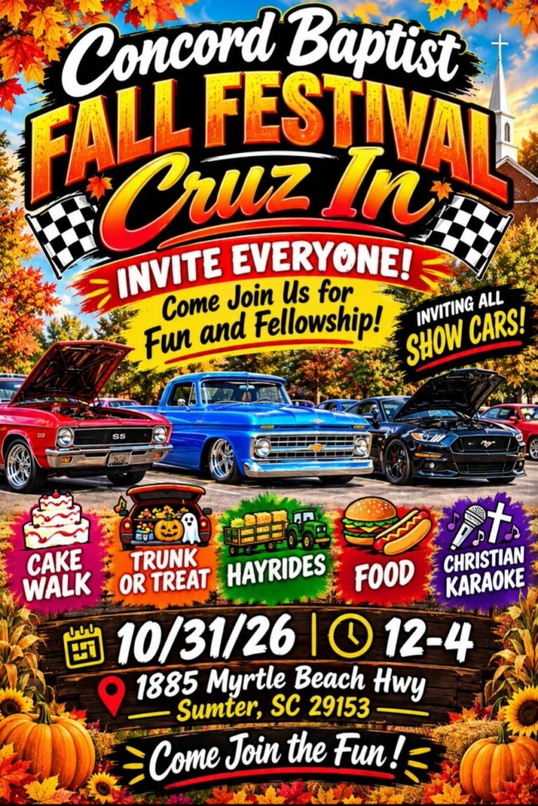 Flyer for Concord Baptist Fall Festival Cruz In