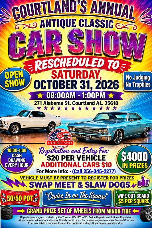 Courtland’s Annual Antique Classic Car Show Graphic