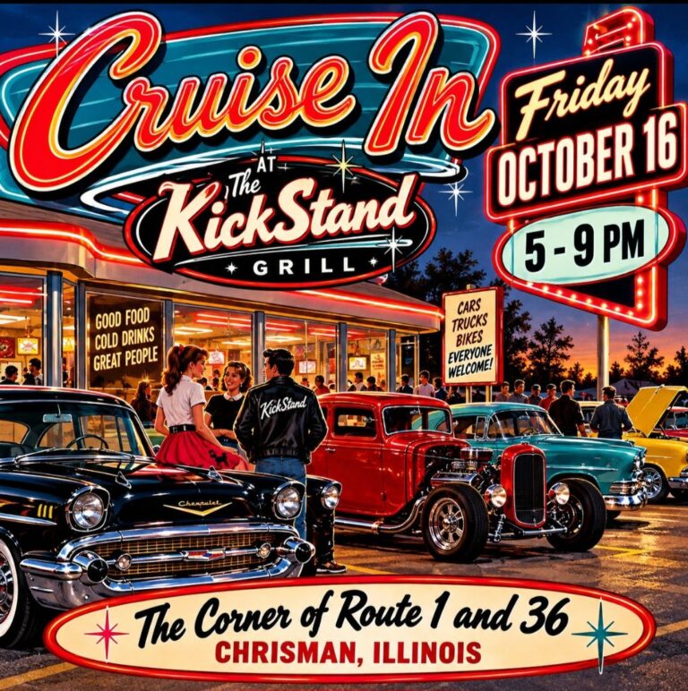 Flyer for Cruise In at The KickStand Grill