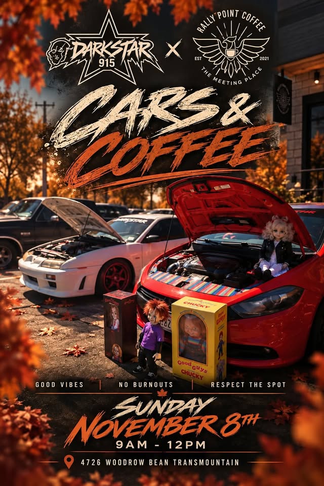 Flyer for Darkstar 915 X Rally Point Coffee Cars & Coffee