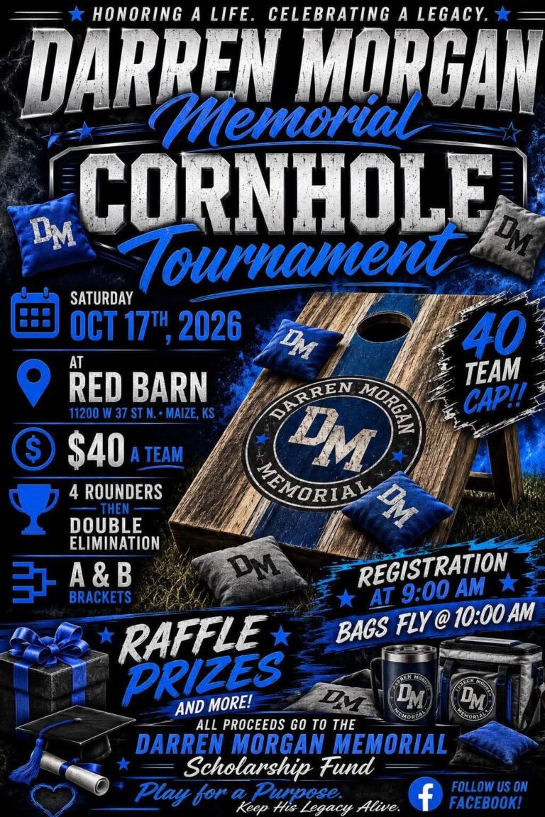 Flyer for Darren Morgan Memorial Cornhole Tournament