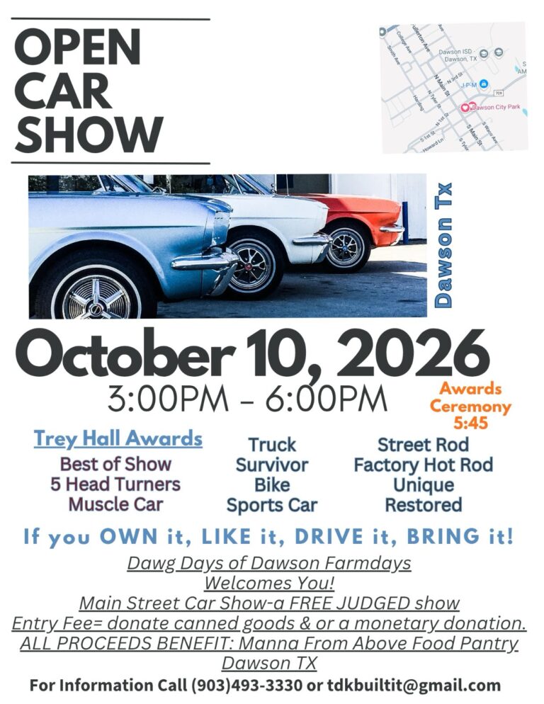 Flyer for Dawg Days of Dawson Farm Days Car Show