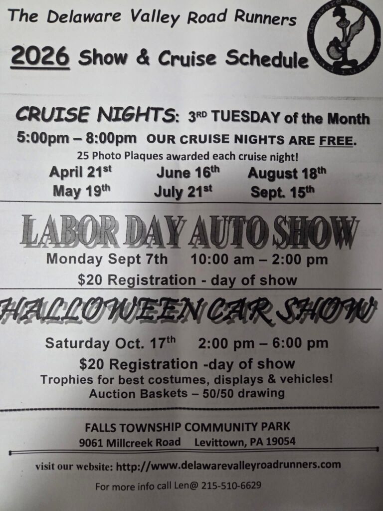 Flyer for Delaware Valley Road Runners Halloween Car Show