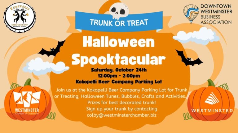 Flyer for Downtown Westminster Trunk or Treat Halloween Spooktacular