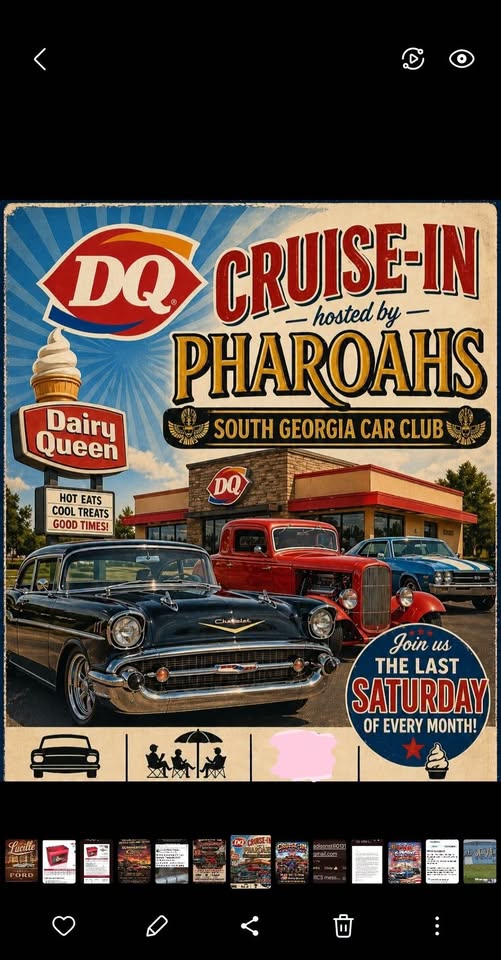 DQ Cruise-In Hosted by Pharoahs South Georgia Car Club Graphic