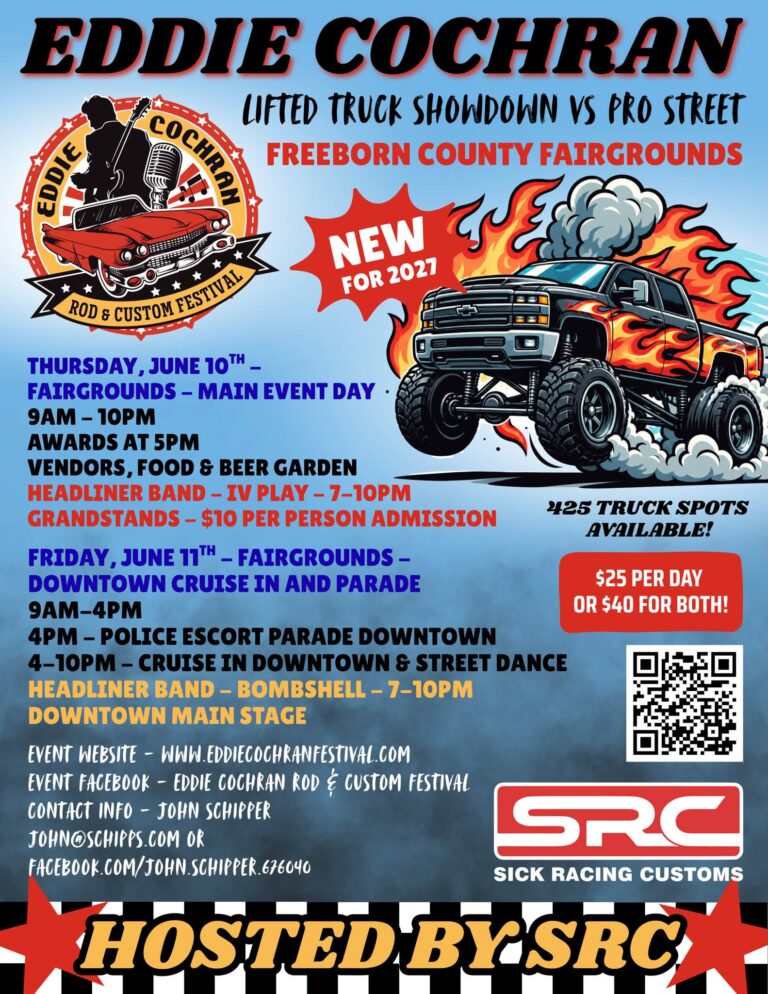 Flyer for Eddie Cochran Lifted Truck Showdown vs. Pro Street