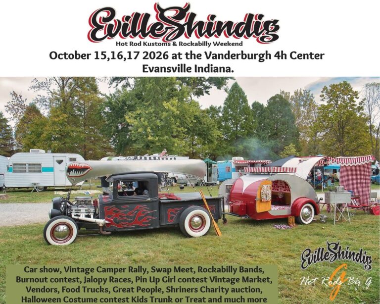 Flyer for Eville Shindig Hot Rod Kustoms & Rockabilly Weekend