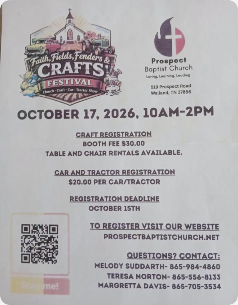 Flyer for Faith, Fields, Fenders & Crafts Festival